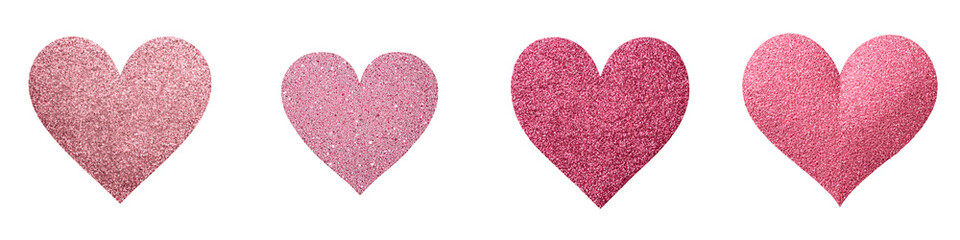 Fototapeta premium Sparkling Pink Heart Set: Glitter and Love