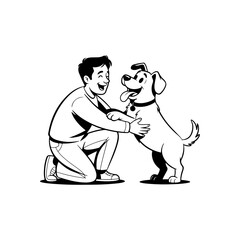 Young Boy Interacting with His Pet Dog