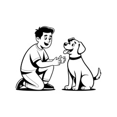 Young Boy Interacting with His Pet Dog