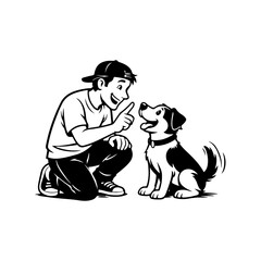 Young Boy Interacting with His Pet Dog