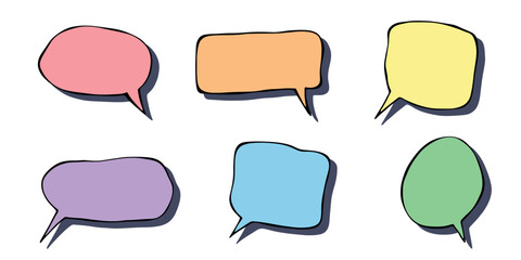 Set of hand drawn speech bubble Blank empty message box Textbox frame for banners, price tags, stickers, design