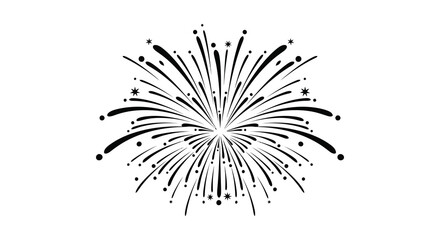 Fototapeta premium A striking burst of fireworks depicted in a minimalist black and white silhouette