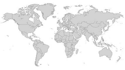 Fototapeta premium World Map Showing All Countries Borders Political Geography.