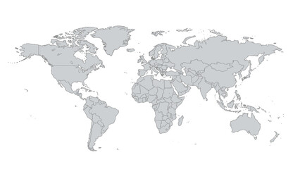 Obraz premium World Map with Political Borders and Country Outlines.