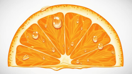 Close up of a juicy orange slice with water droplets.