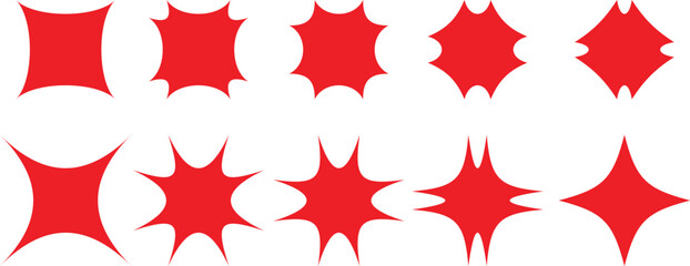 Abstract red Organic Shapes Set on White Background © TAHERA