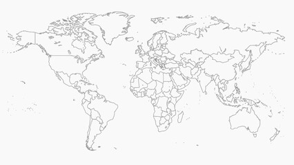 Fototapeta premium Detailed Outline Map of the World with Country Borders.