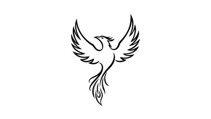 Obraz premium Elegant Phoenix Bird Line Art Illustration.