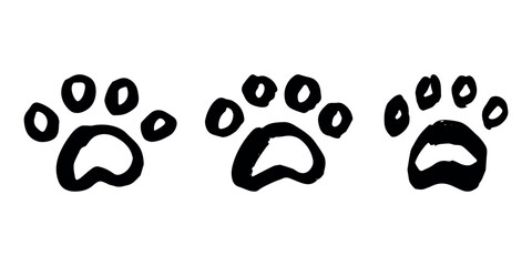 Set of hand drawn cute cat's paw Cat, dog, animal footprint in doodle style Single element for print, web, design, decor, greeting cards, children's prints © Daria Shane