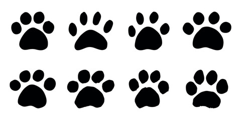 Set of hand drawn cute cat's paw Cat, dog, animal footprint in doodle style Single element for print, web, design, decor, greeting cards, children's prints © Daria Shane
