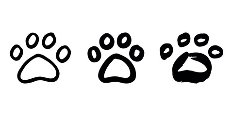 Set of hand drawn cute cat's paw Cat, dog, animal footprint in doodle style Single element for print, web, design, decor, greeting cards, children's prints © Daria Shane