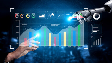 An AI dashboard for business data analysis and performance monitoring. A collection of AI generated charts for strategic company evaluation. Motif