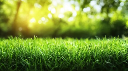 Naklejka premium Lush Green Grass in Sunny Nature.
