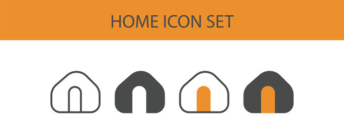 "Modern Home Icon Set Design with Various House Symbols"