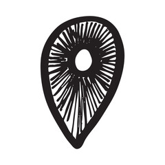 Hand drawn map pin Map marker pointer sign GPS and mapping tools Location pin symbol Pinpoint clipart in doodle style Single element for web, design