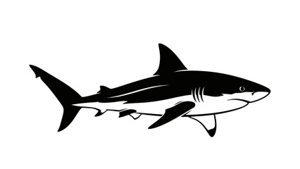 Naklejka premium Powerful Great White Shark Silhouette Illustration.