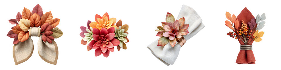 Autumn Napkin Rings Set - Fall Decor Elements