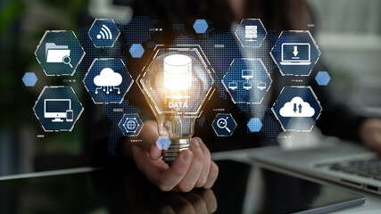 Cloud computing, cloud strategy, and cloud technology transforming digital infrastructure with...