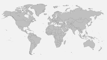 Fototapeta premium World Map Illustration Showing Continents and Countries.