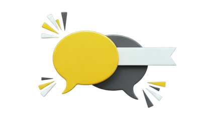 3D Speech Bubbles with Banner and Burst - Communication Concept