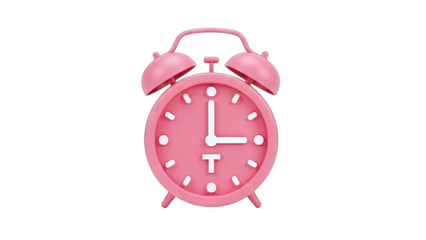 Pink Alarm Clock Showing Time on White Background