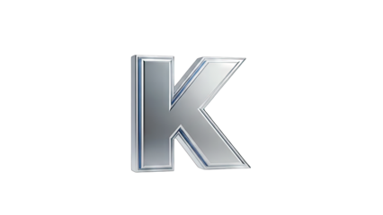 Silver Letter K Isolated on White Background