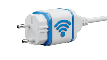 Smart Plug with WiFi Symbol on White Background