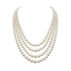 Three-strand pearl necklace isolated on transparent background