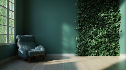 Serene Green Room with Living Wall.