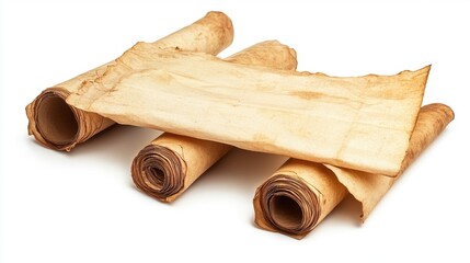 Ancient Parchment Scrolls Unfurled.