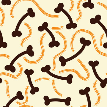 Dog Bone vector dog paw doodle Seamless pattern. Packaging paper design, pet food accessories package.