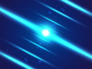 Futuristic Big Data vector design concept with perspective glowing blue light beams and AI digital motion, machine learning, cloud computing transmission, and high-speed data in cyber space background