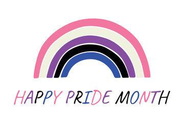 Colorful rainbow shape Gender fluid pride flag Happy pride day LGBTQIA community Pride Month Vector hand drawn doodle for posters, stickers, logo, cards