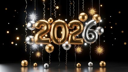 Celebrate the future with shiny 2026 balloons and sparkling decorations