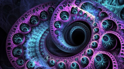 Psychedelic fractal spiral art, digital, abstract background