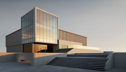 Modern Luxury Minimalist House Design with Concrete Walls Glass Windows and Open Space Concept