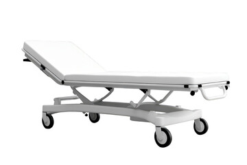 White medical gurney with wheels on a transparent background
