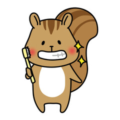 歯磨き後に綺麗になった歯を見せるリス