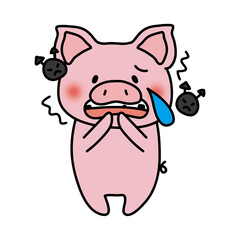 虫歯を痛がるぶた