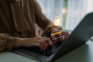 A concept of user authentication and password security. The interface shows a password strength meter, highlighting the importance of creating a strong code for account protection. Fermion