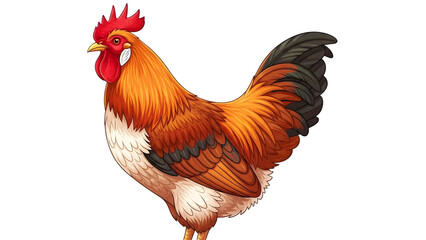 Fototapeta premium Rooster isolated on transparent background with vibrant feathers