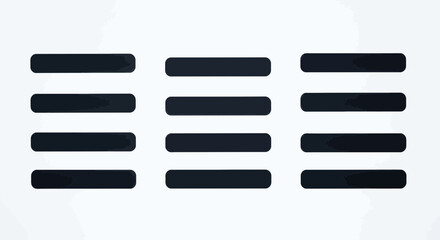 Three columns of dark horizontal loading or progress bars