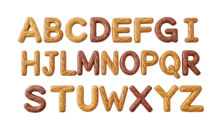 Alphabet letters on isolated on transparent background