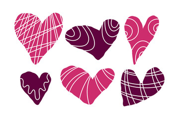 Heart Set. Collection of various colorful elements isolated on a white background. Love, Valentine's.