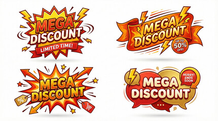 Vibrant mega discount labels for marketing and advertising needs