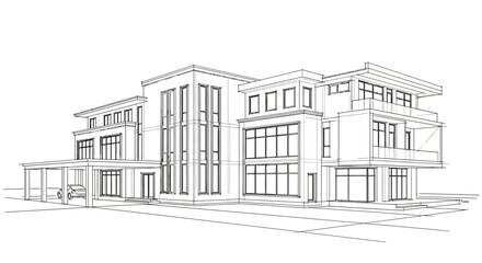 Fototapeta premium Modern building architecture with large windows and balconies