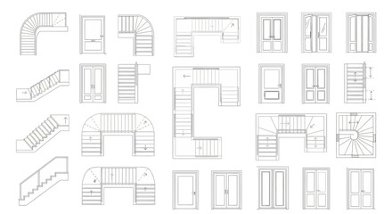 Collection of various staircase designs and layouts
