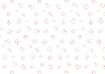 節分のかわいい単色シームレスパターン素材（ピンク）