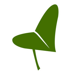 A vector illustration of a single-color leaf in a minimalist flat style