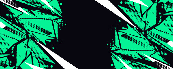 Energetic Sports Background with Neon Green and White Brush Strokes for Sports Event or Match Banner and Poster Design